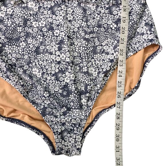 NEW J. Crew Ruffle V Neck One Piece Swimsuit 24 Valley Floral Blue Swimwear - Picture 7 of 13